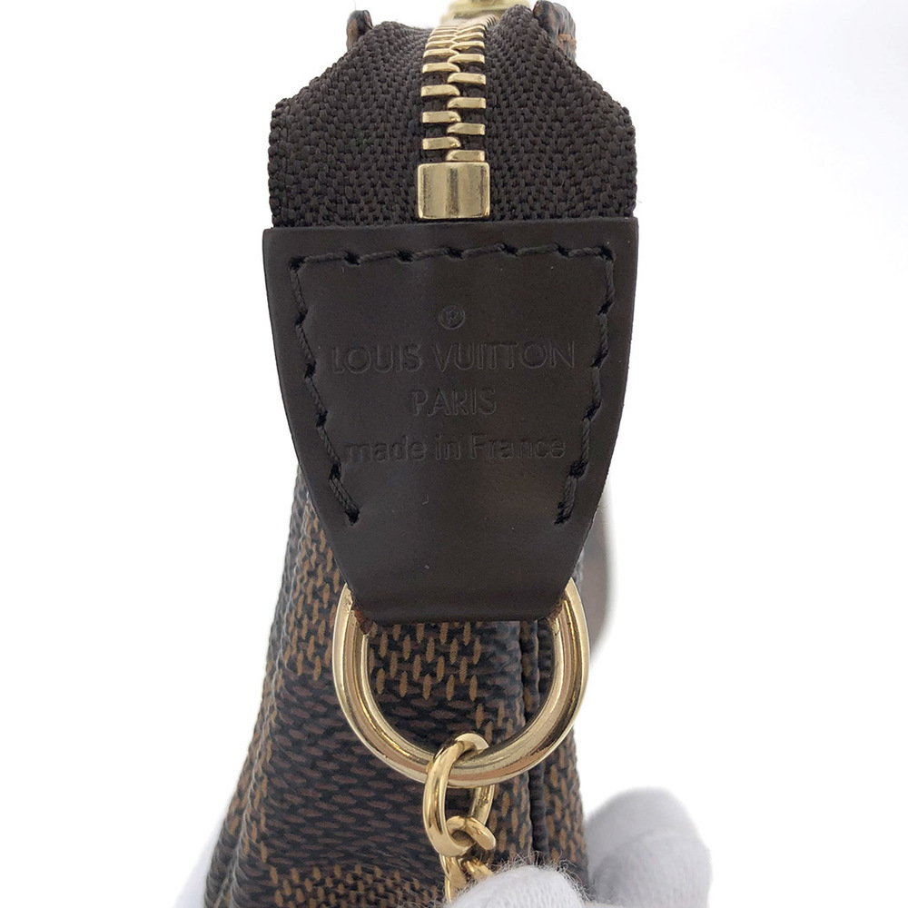 Louis Vuitton Mini Pochette Damier Ebene Chain Pouch Brown Handbag - Picture 5 of 7